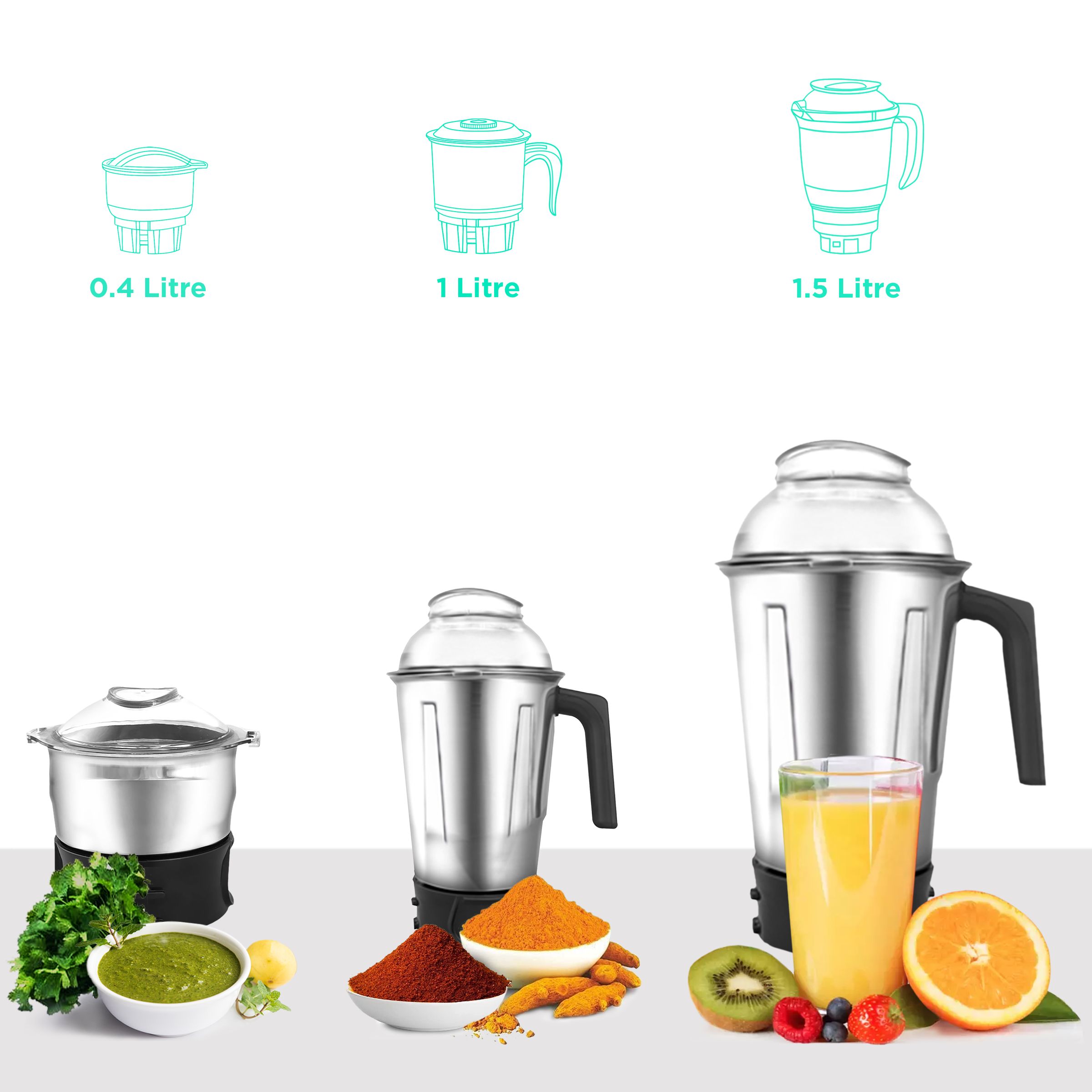 Buy TEFAL Grindforce 750 Watt 3 Jars Mixer Grinder (Eject System, Black ...